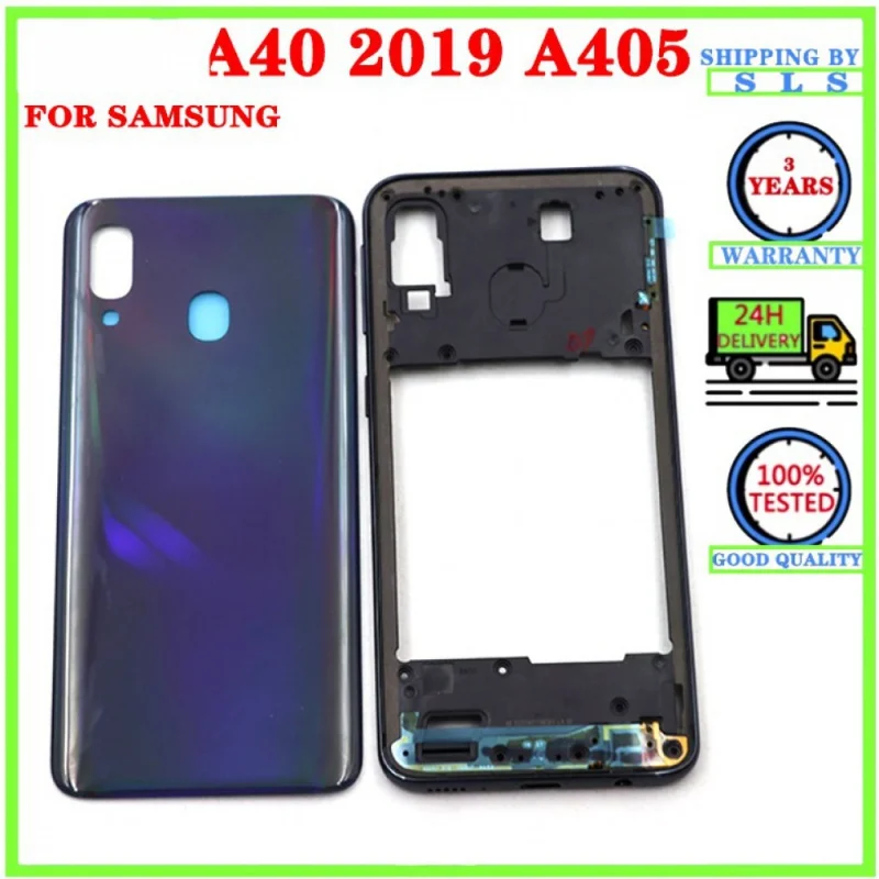 For Samsung Galaxy A40 A405 SM-A405F A405DS A40 2019 Middle Frame Bezel Battery Back Cover Rear Housing Case