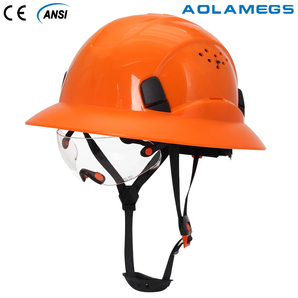 Full Brim Safety Helmet with Goggles Reflective Stickers Construction Hard Hat Protective Working Riding Climbing Rescue Cap