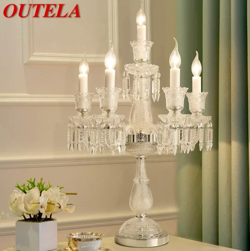 

OUTELA European Style Crystal Table Lamp Candle Lamp Luxurious Living Room Restaurant Bedroom Villa Wedding Desk Lamp