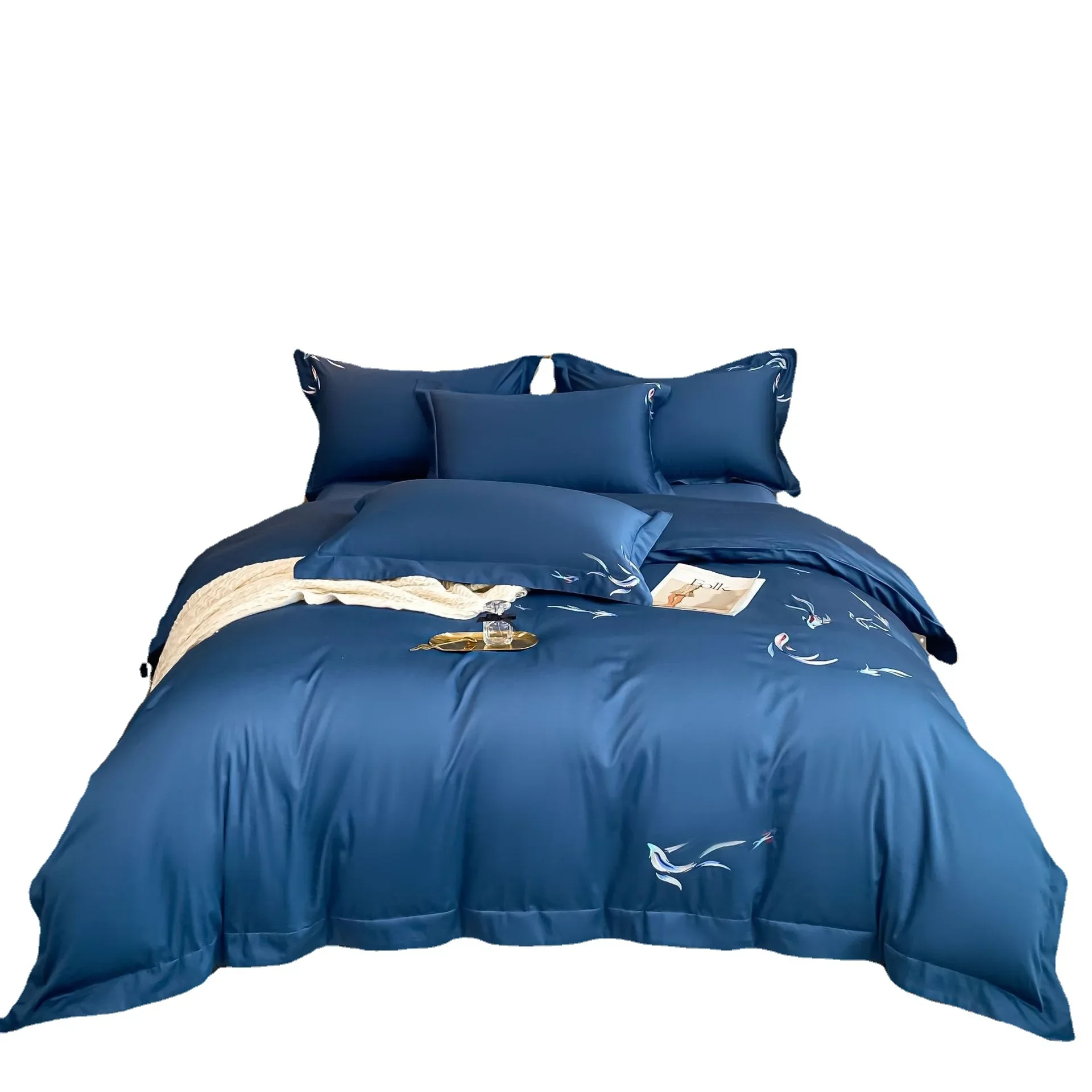 

Long staple cotton, plain embroidery four piece set, abstract national style, cotton bedding