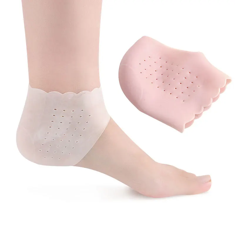 Calcetines de silicona para el cuidado de los pies, calcetines finos de Gel hidratante para el talón con agujero, protectores para el cuidado de la piel del pie agrietado, cubierta de encaje para el talón