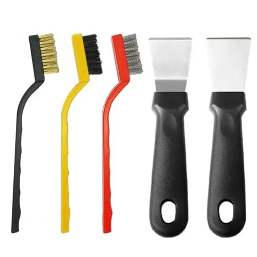 2 قطعة مكشطة التنظيف للأفران مواقد التعريفي الفرن الفولاذ المقاوم للصدأ متعدد المطبخ مكشطة مع 3 قطعة الفولاذ المقاوم للصدأ النحاس النايلون #1