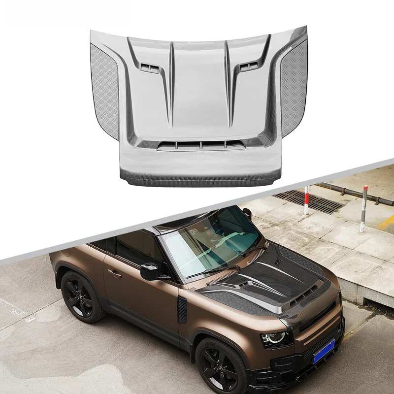 New Released ROCK Style Dry Carbon Fiber Hood for Land Rover Defender 90 110 130  2020-2024