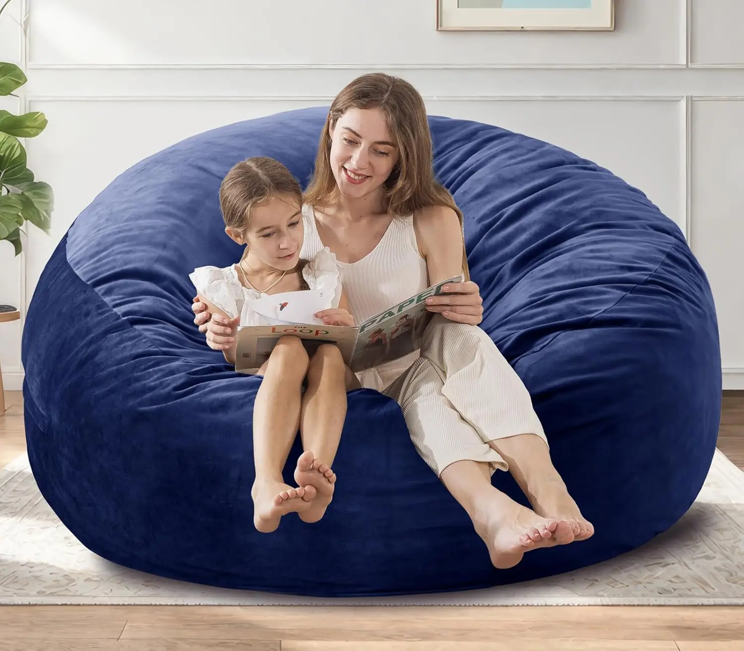 [Outer Cover] Large Bean Bag Chair, 4 ft Bean Bag Chairs for Adults/Kids with Filling,Soft Memory Foam Bean Bag with F