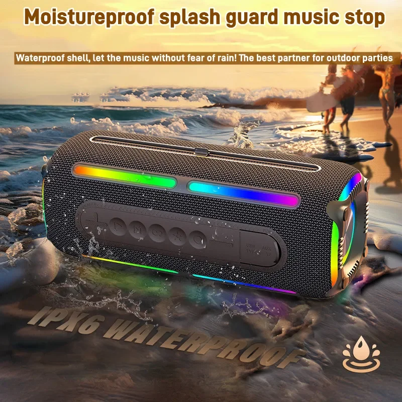 Portable RGB Colorful Light Bluetooth Speakers TWS Series Subwoofer Outdoor Camping Waterproof Bass Column Wireless Card Boombox