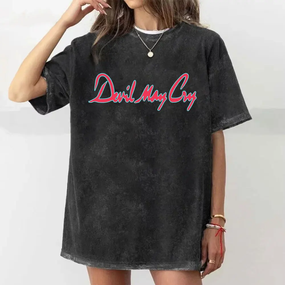 

Anime Devil May Cry Son of Sparda Dante Wasehd Vintage T-shirt Men Women Casual Oversized T Shirts Male Manga Oversized Tshirt