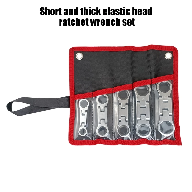 5-teilige Ratschenschlüssel-Doppelend-Ratschenschlüssel mit flexiblem Kopf