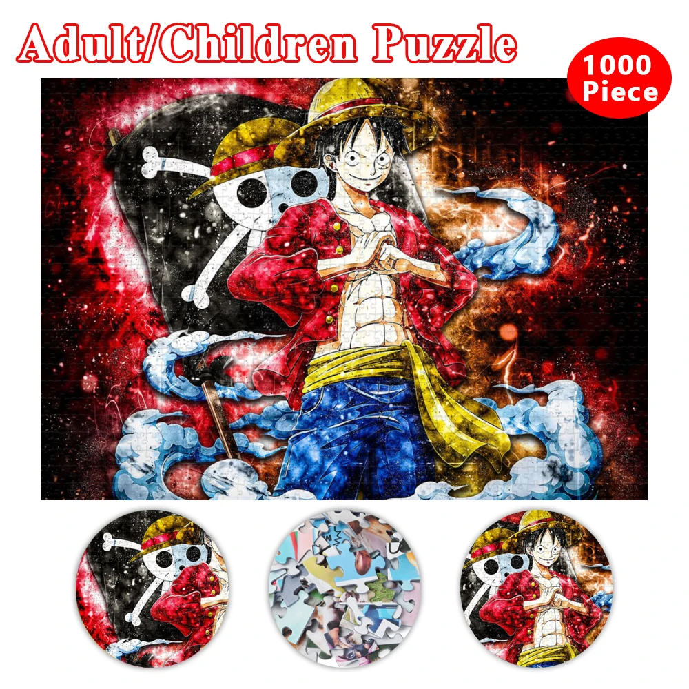 One Piece Luffy Jigsaw Puzzles 1000 Pieces Wooden Puzzles Kids Adult Toys Learning Educational Collection Hobby Educational Toy