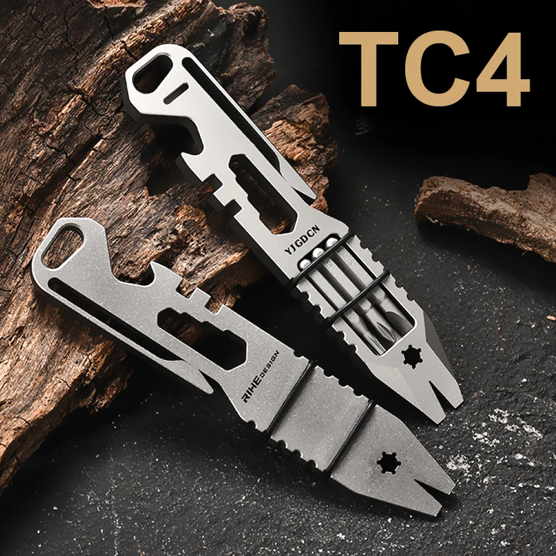 

Titanium Alloy Multifunctional Screwdriver Bottle Opener Pry Bar,Bike Regulator,Ultra Lightweight Outdoor Camping EDC Tool,A1542