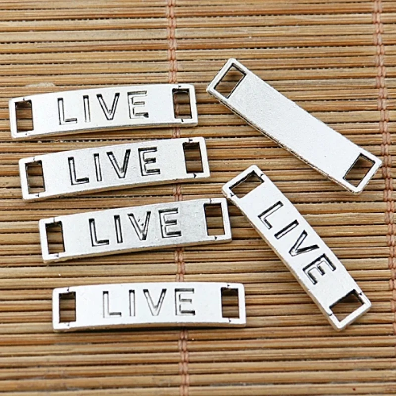 

20pcs 26*7mm Tibetan Silver Color LIVE Lettering Connector Design EF1405 Charms for Jewelry Making