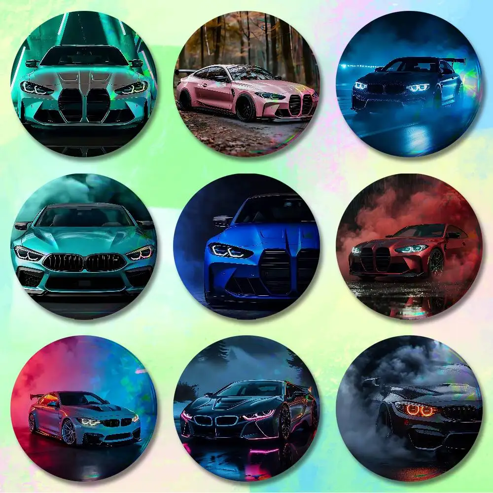 Black Car White for B-BMWs-ES 58mm 44mm HD Print Brooch Badges Pretty Derby Round Display Brooches Lapel Pins