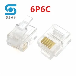 10pcs 6P6C 6 Pins 6 Contacts RJ11 Telephone Modular Plug Jack RJ11 Connector Telephone Crystal Plug