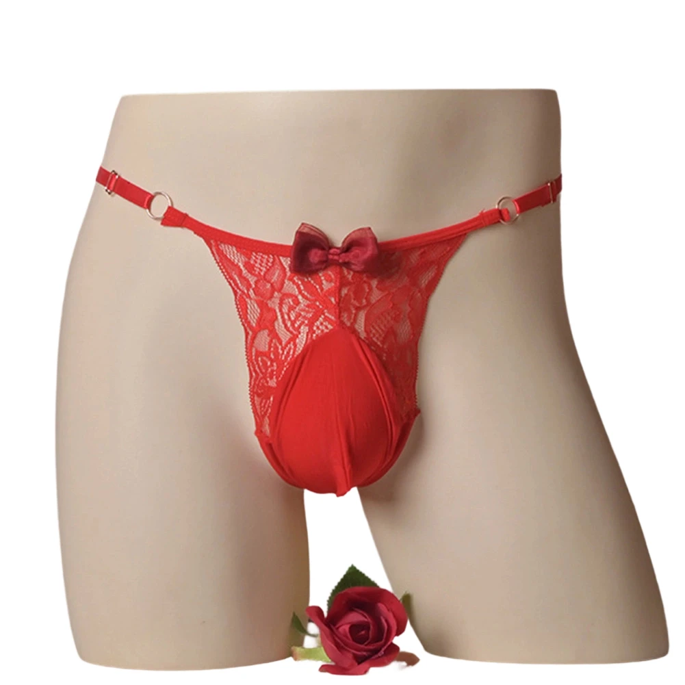

Мужские кружевные стринги с бантом, трусы-танга с низкой посадкой, прозрачное эротическое белье для мужчин, японские стринги