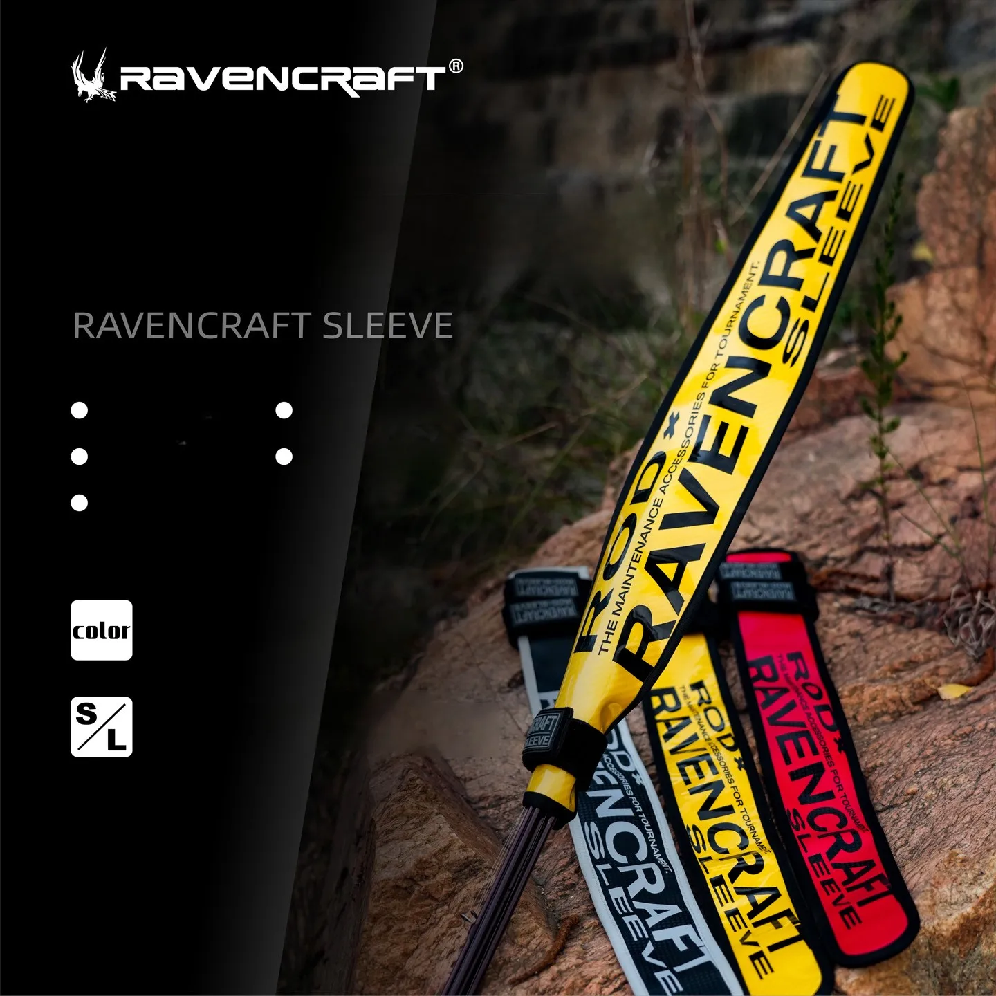 tubo-di-protezione-per-la-punta-dell'asta-ravencraft-raven-language-realizzato-con-materiale-resistente-all'usura-e-ai-graffi-disponibile-nelle-taglie-s-e-l-nei-colori-giallo-rosso-e-grigio