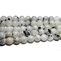 Perles rondes en pierre de lune bleue, encre naturelle du Sri Lanka, pour la fabrication de bijoux, bracelet et collier, 6/8/10MM, 1 brin 15'' 6