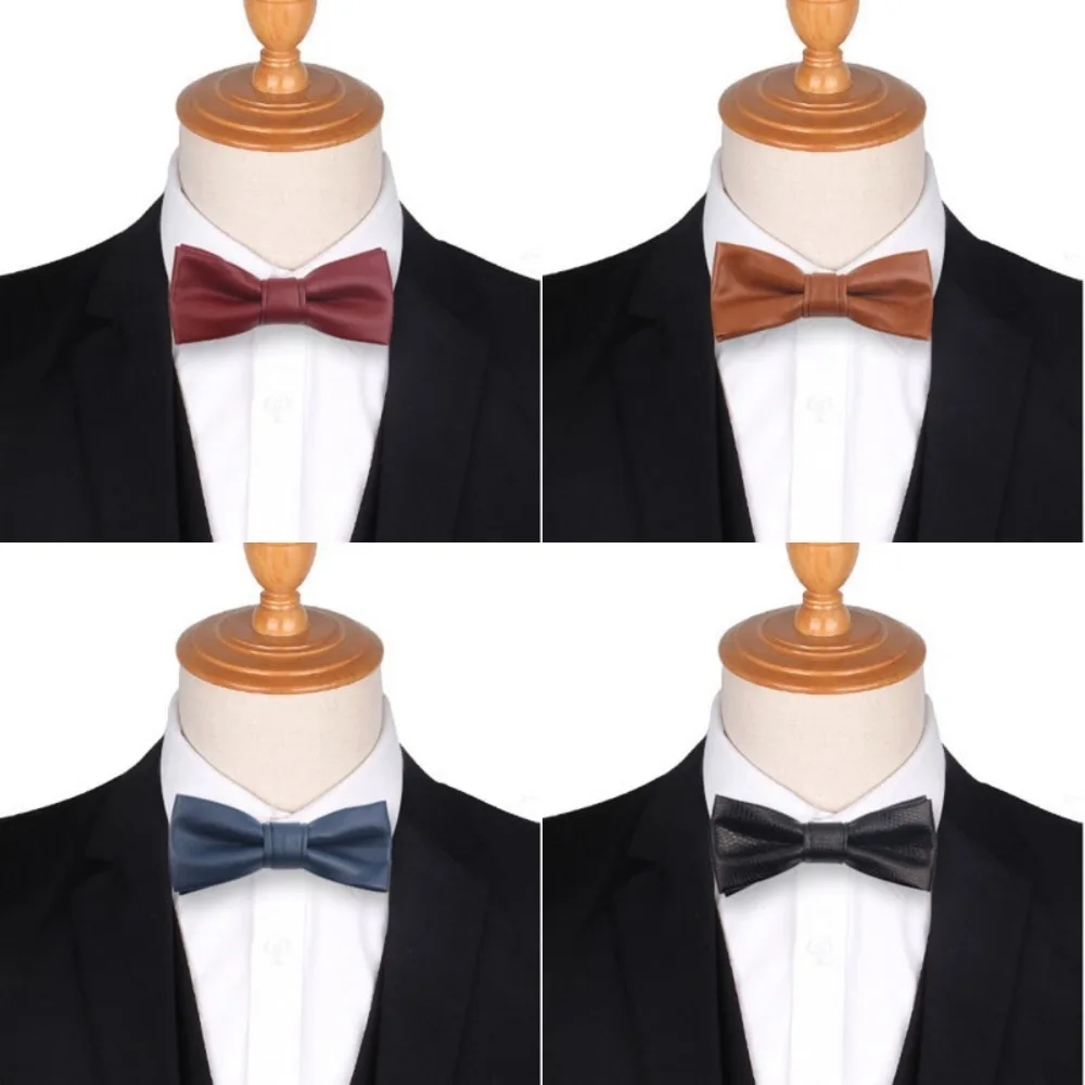 الكلاسيكية بلون بولي Leather الجلود ربطة القوس فيونكة قابل للتعديل لينة الرجال ربطة العنق Bowknot الإبداعية الرجعية Cravat البدلة الملحقات