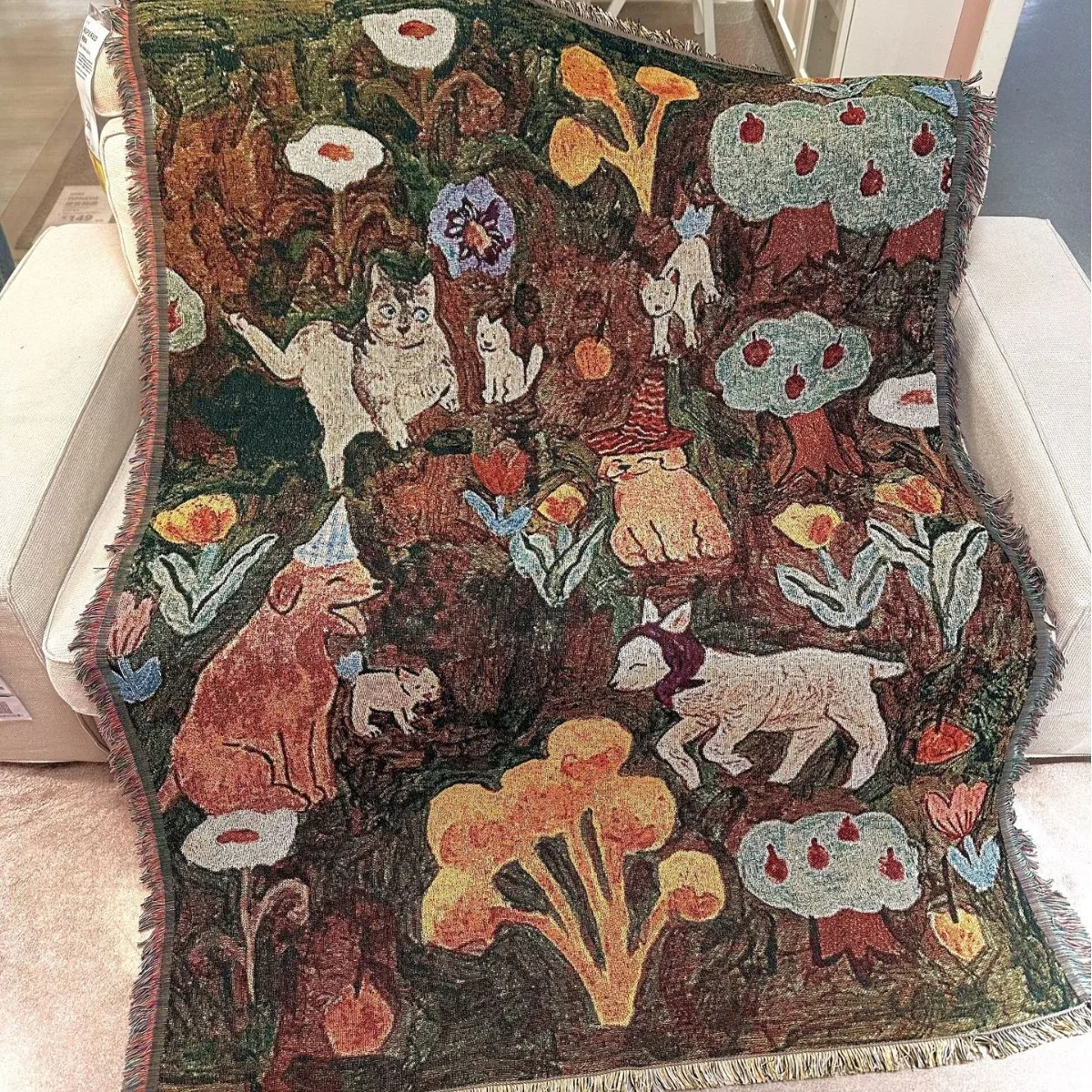 

Forest Party Korean Style Illustration Blanket Cotton Thread Shuttle Weave Sofa Cover Towel Hanging Tapestry Decorative Paint...