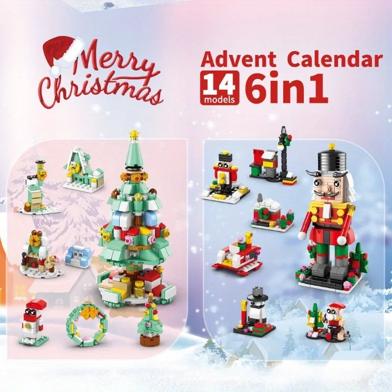 24 anni di natale building block toy blind box set natale calendario dell'avvento mattoni Kit di giocattoli educativi fai da te regalo per bambini adulti