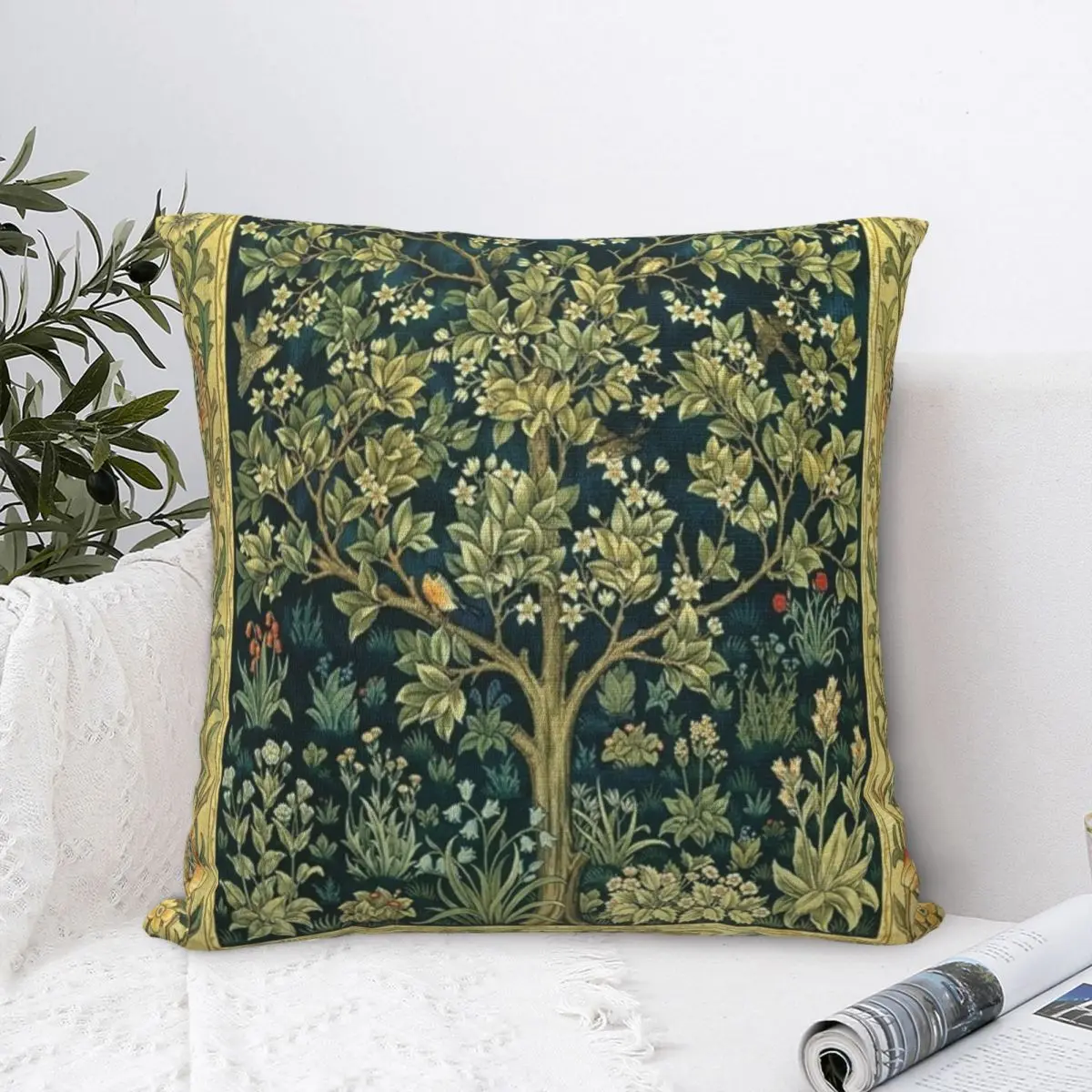 Tree Of Life William Morris Pillowcase Cushion Cover Decorations Mystic Norse Golden Pillow Case Cover Home Drop Shipping