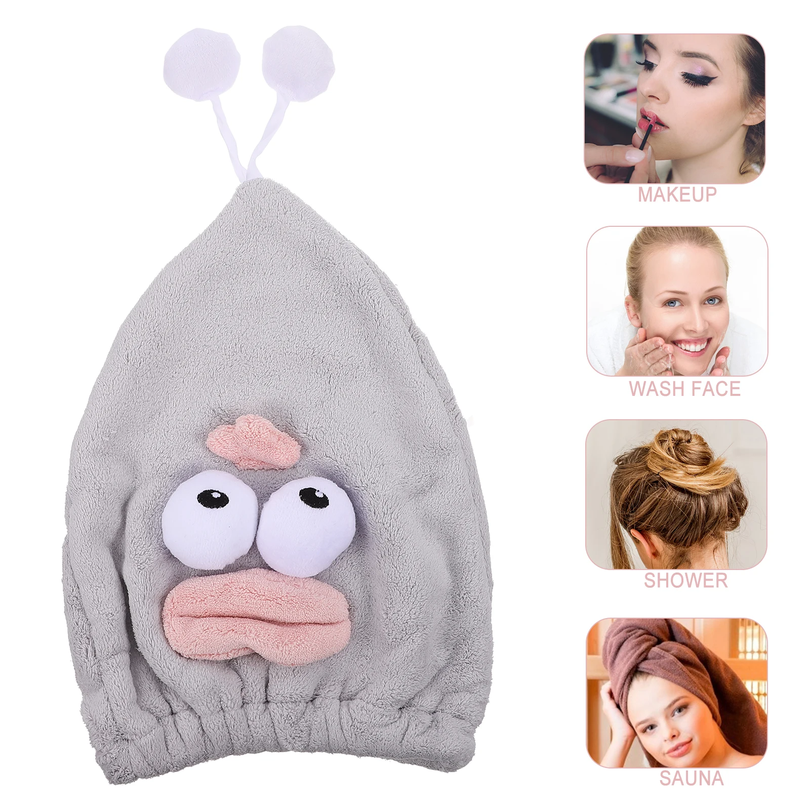 

1Pc Convenient Hair Drying Cap Absorbent Coral Fleece Shower Wrap Hat for Kids
