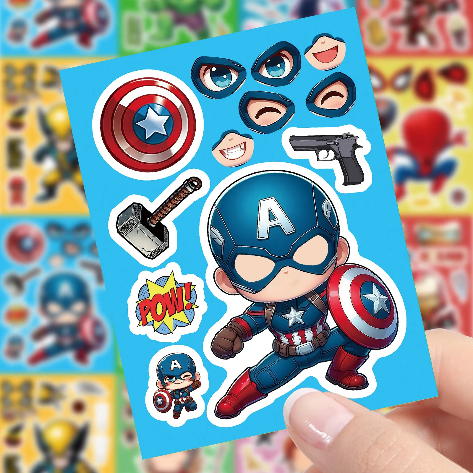 8/16Sheets Disney Marvel Puzzle Stickers Cartoon Cool Cute Superhero Graffiti Decal Creative DIY Scrapbook Desktop Decoration