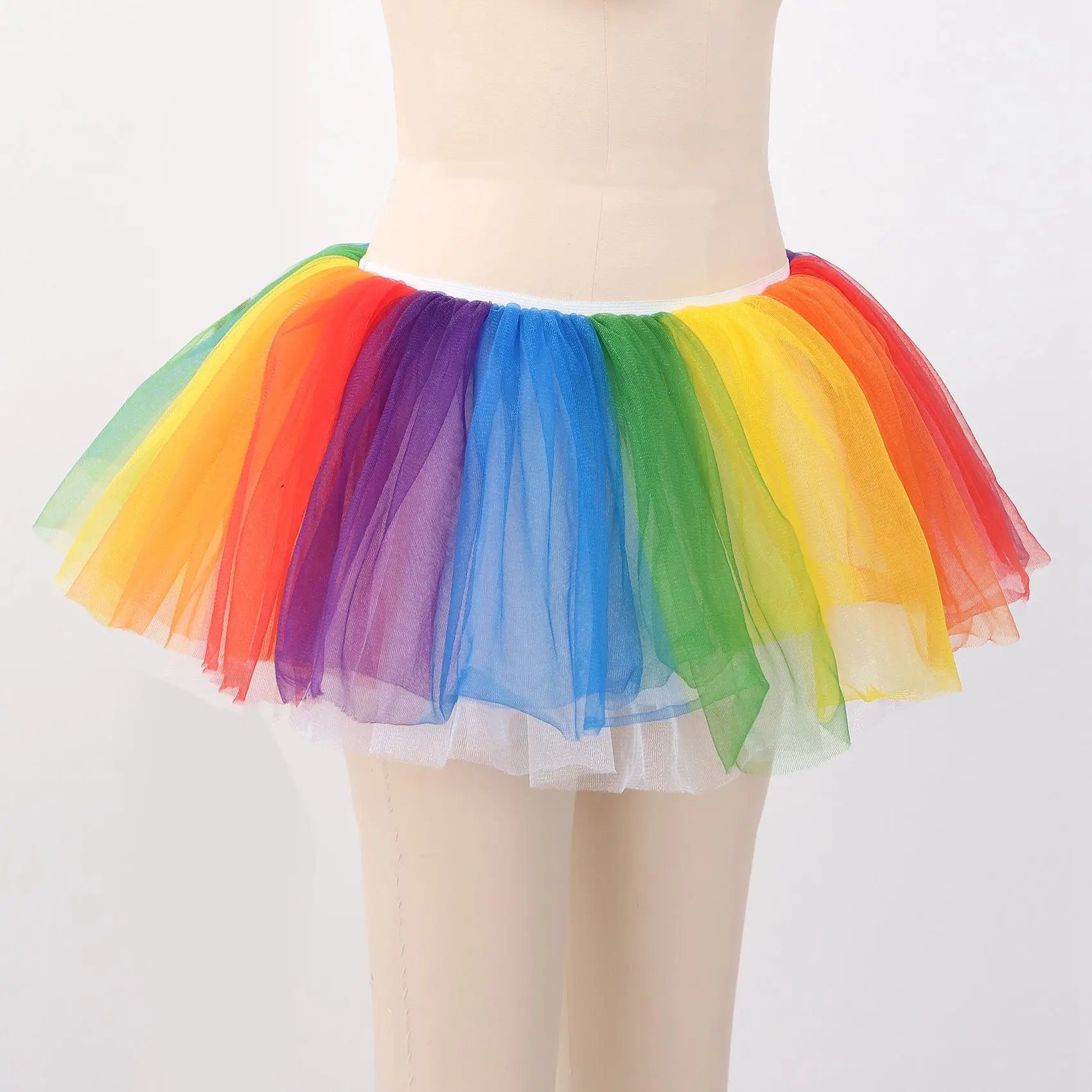 Dance Tulle Tutu 5 Layered Tutu Prom Party Costume Tulle Tutu for Women and Girls,Multicolored