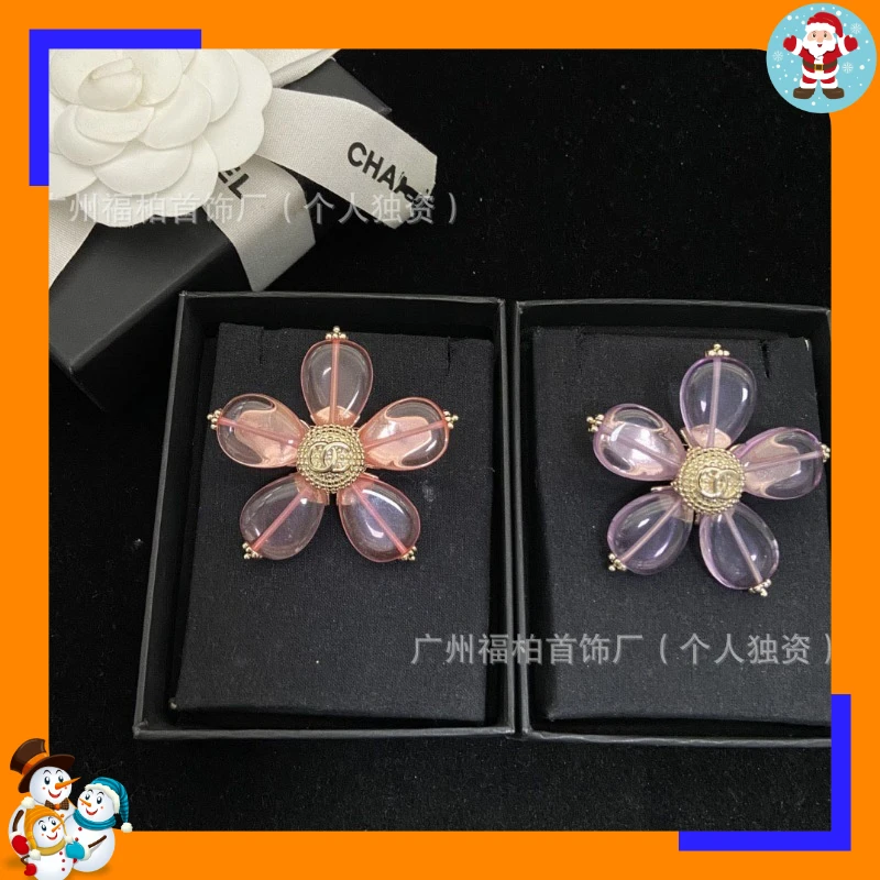 Small Spring New Double Flower Acrylic Brooch Sweet Pink Girlish Brooch
