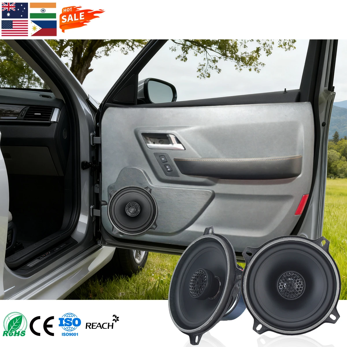 

High End Coaxial Iron Speakers Neodymium Magnet Silk Dome Tweeter Driver Universal Fit 12V