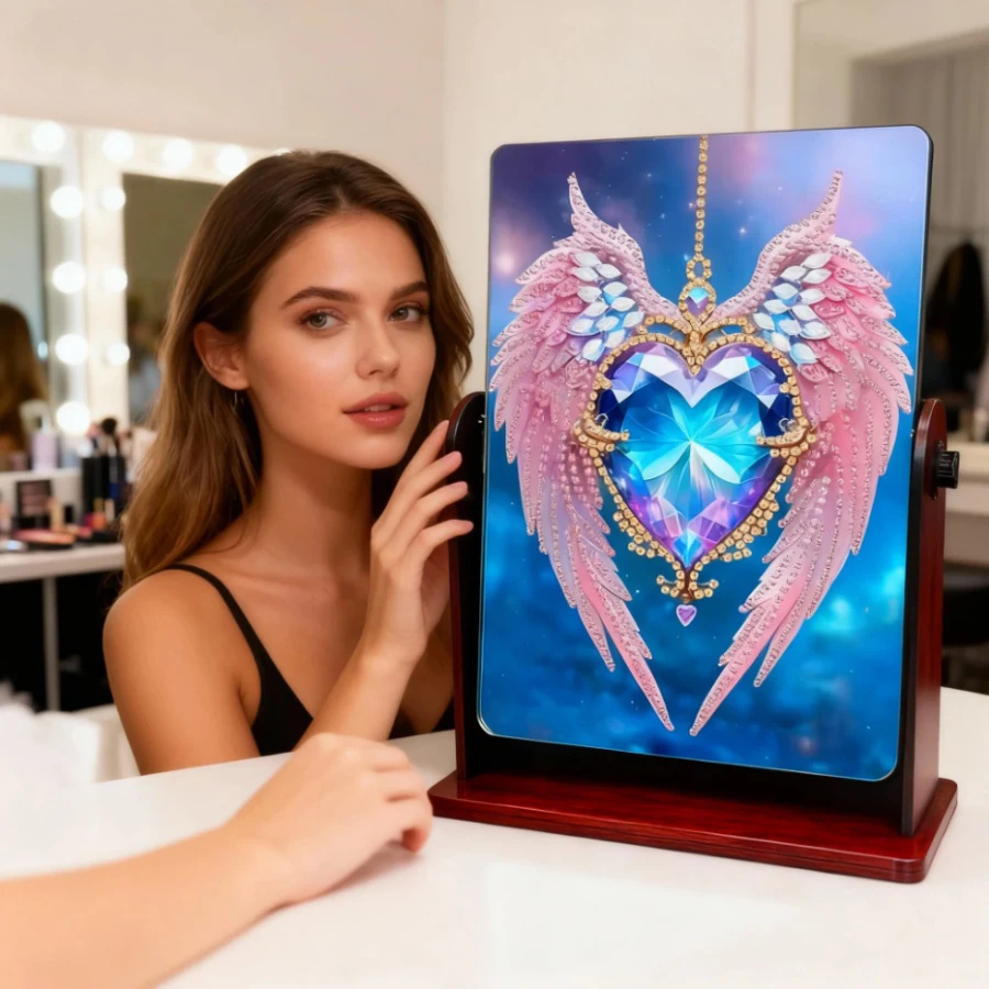 

2026Special Shape Flower Table Top Diamond Painting Mirror Kit Desktop Diamond Mirror Art Kits 5D DIY Diamond Art Tabletop Decor