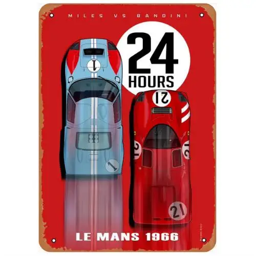 24 Hours Le Mans vs. Racing Kunstdruck-Blechschild, Auto-Dekoration