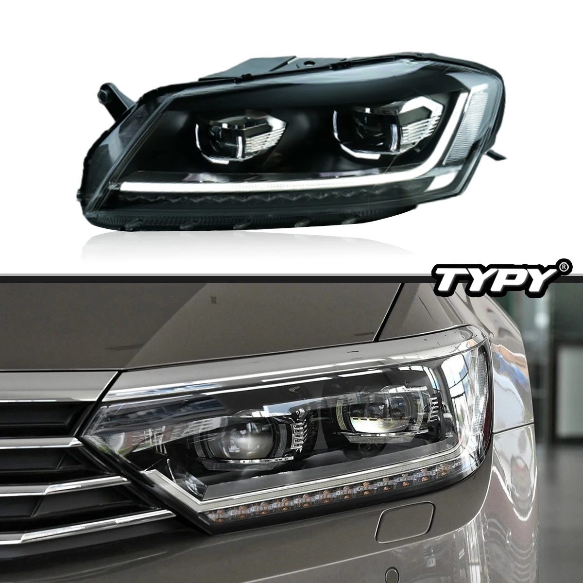 

Автомобильные фары TYPY для Volkswagen Magotan 2016-2019 светодиодный, автомобильные лампы, дневные ходовые огни, динамические Сигналы поворота