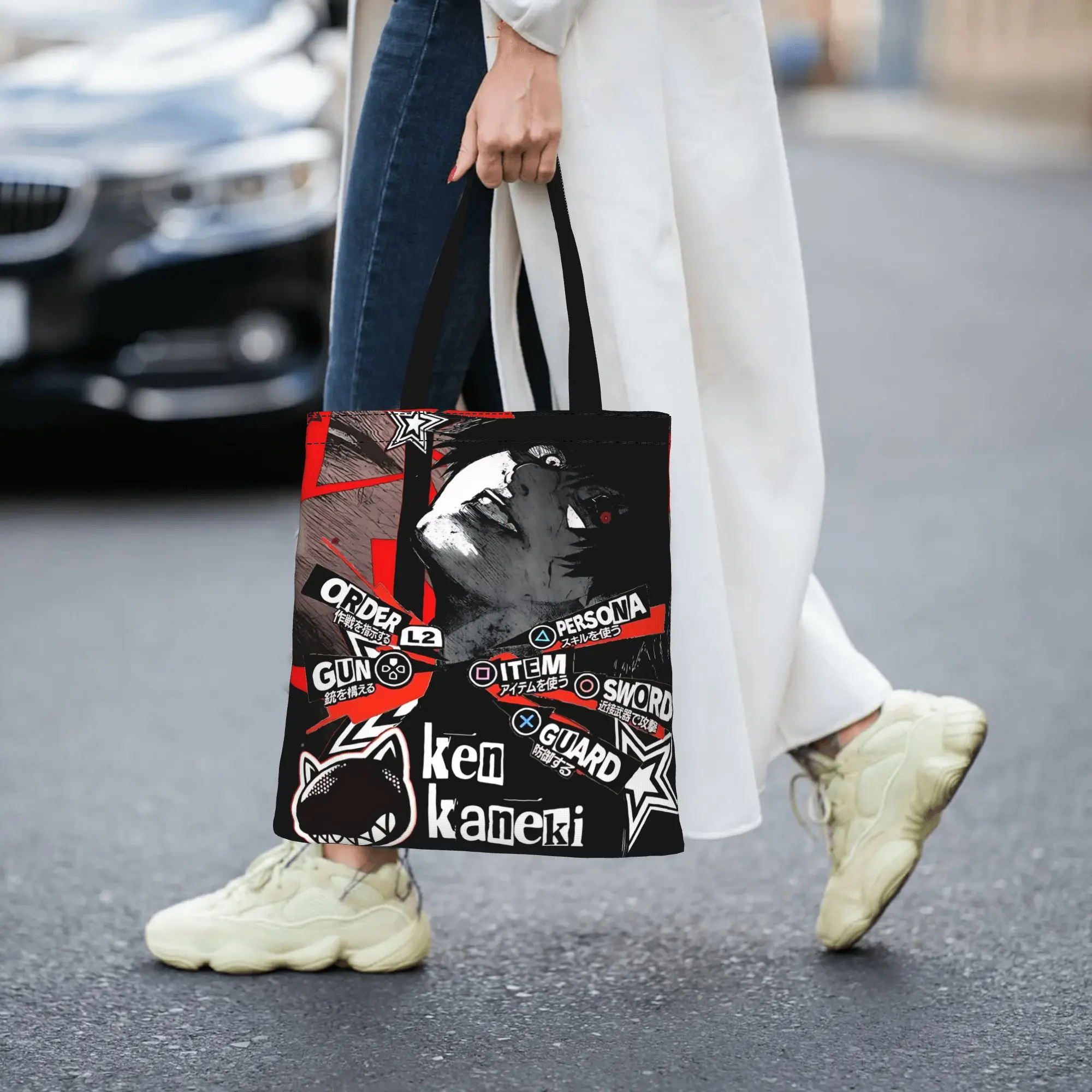 Fashion Halloween Tokyo Ghoul Kaneki Women's Bag Shopping Bag  Canvas Tote Bag Women'S Shoulder Handbag Christmas Gift