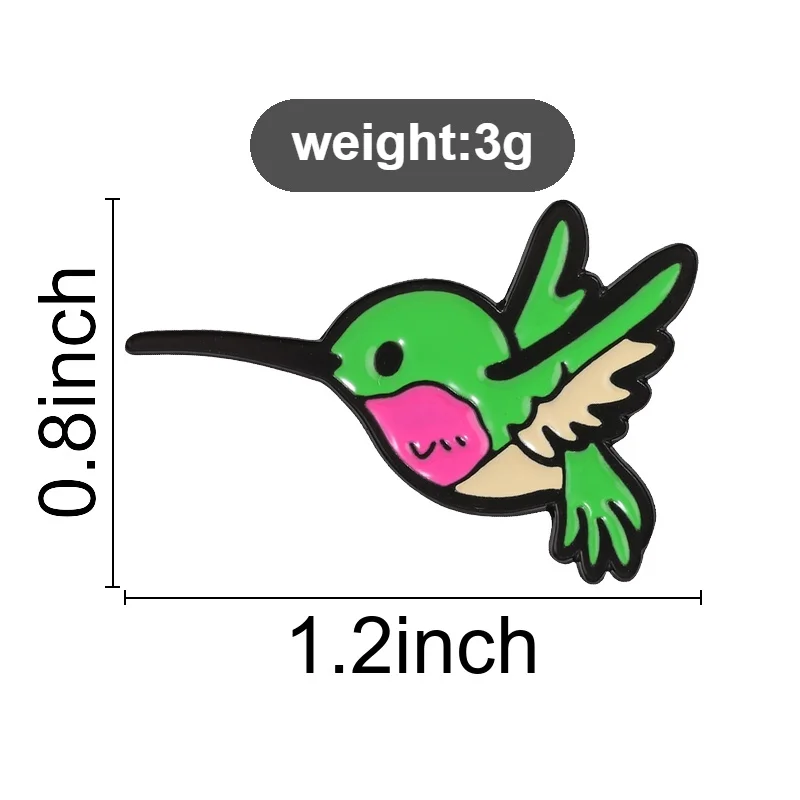Hummingbird Badge Cute Colorful Bird Enamel Pins Cartoon Animal Brooch Wildlife Vitality Healing Freedom Accessories Decor