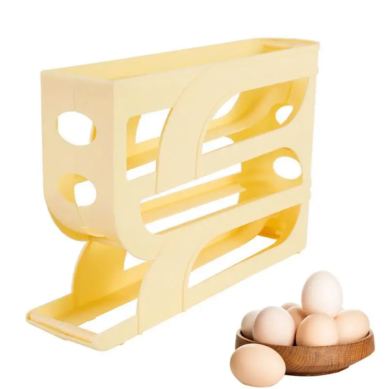 

Egg Rack Holder Storage Box 4-Layer Egg Dispenser Space-Saving Storage Box Automatic Scrolling Egg Storage Box Large Capacity