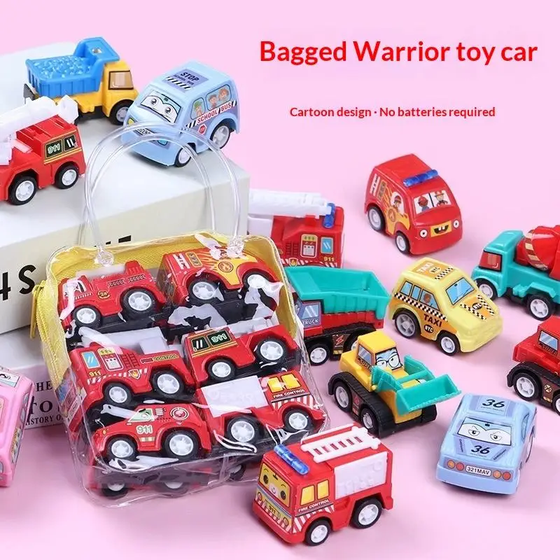 6pcs Car Model Toy Pull Back Car Toys Mobile Vehicle Fire Truck Taxi Model Kid Mini Cars Boy Toys Gift Diecasts Toy For Children