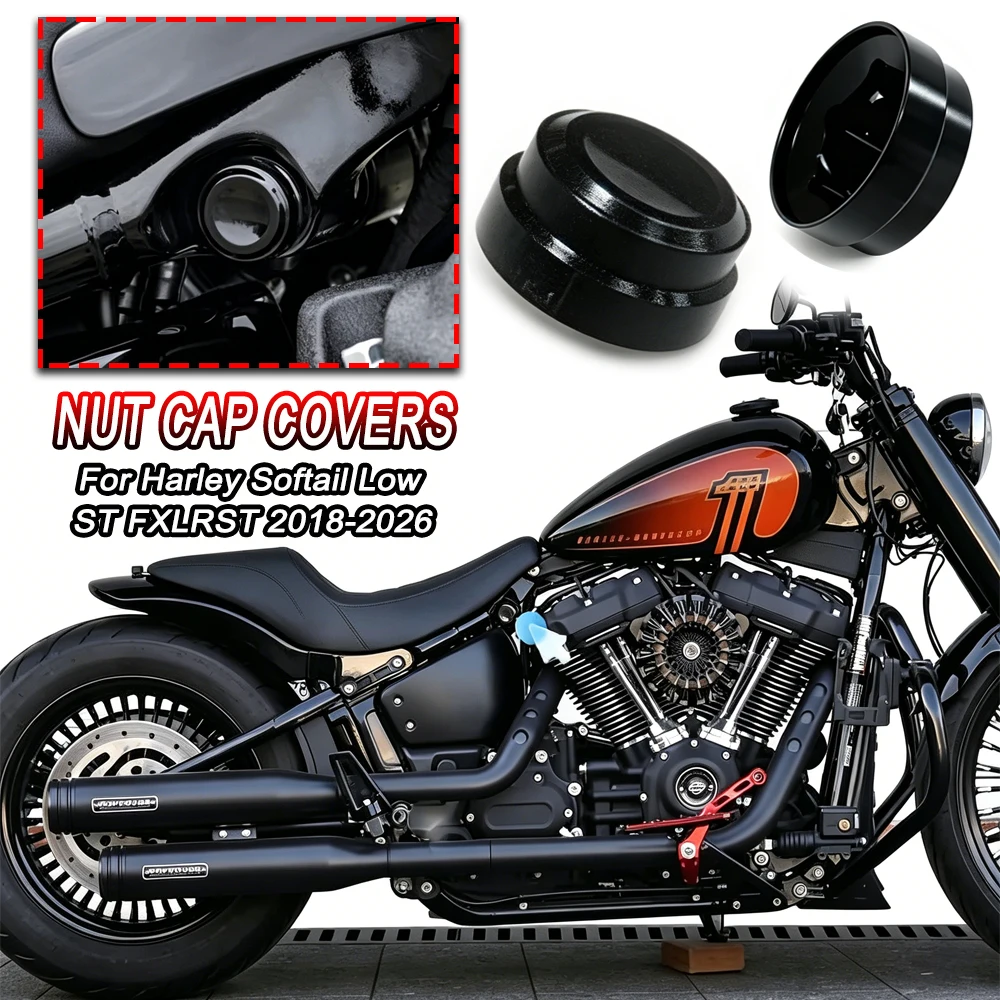 Für Harley Softail Low Rider ST FXLRST 2018-2026 Neue Motorrad-Stoßdämpfer-Mutterkappe Hochwertige CNC-Zubehörteile Schwarz