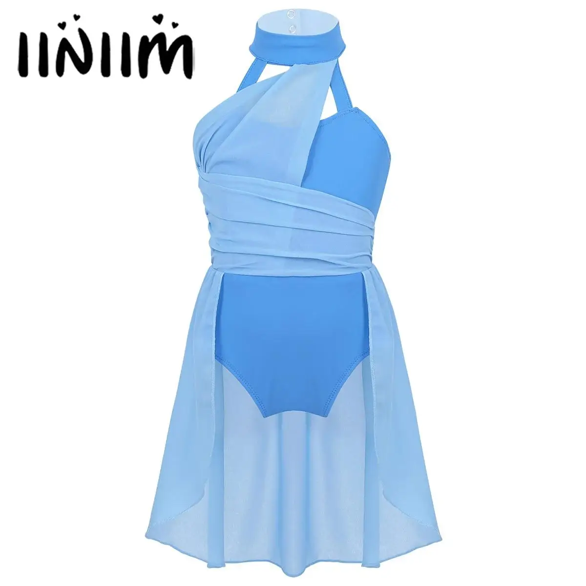 

Kids Girls Gymnastics Ballet Lyrical Leotard Dress Ruched Bodice Contemporary Tutu Skirts Ballerina Figure Skating Dance Costume