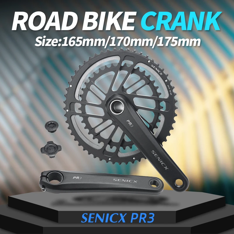 

SENICX Crank Arms for Road Bicycle Folding Bike Fixed Gear Double Chain Ring 46-30T 50-34T 52-36T 53-39T 165/170/175mm Crankset