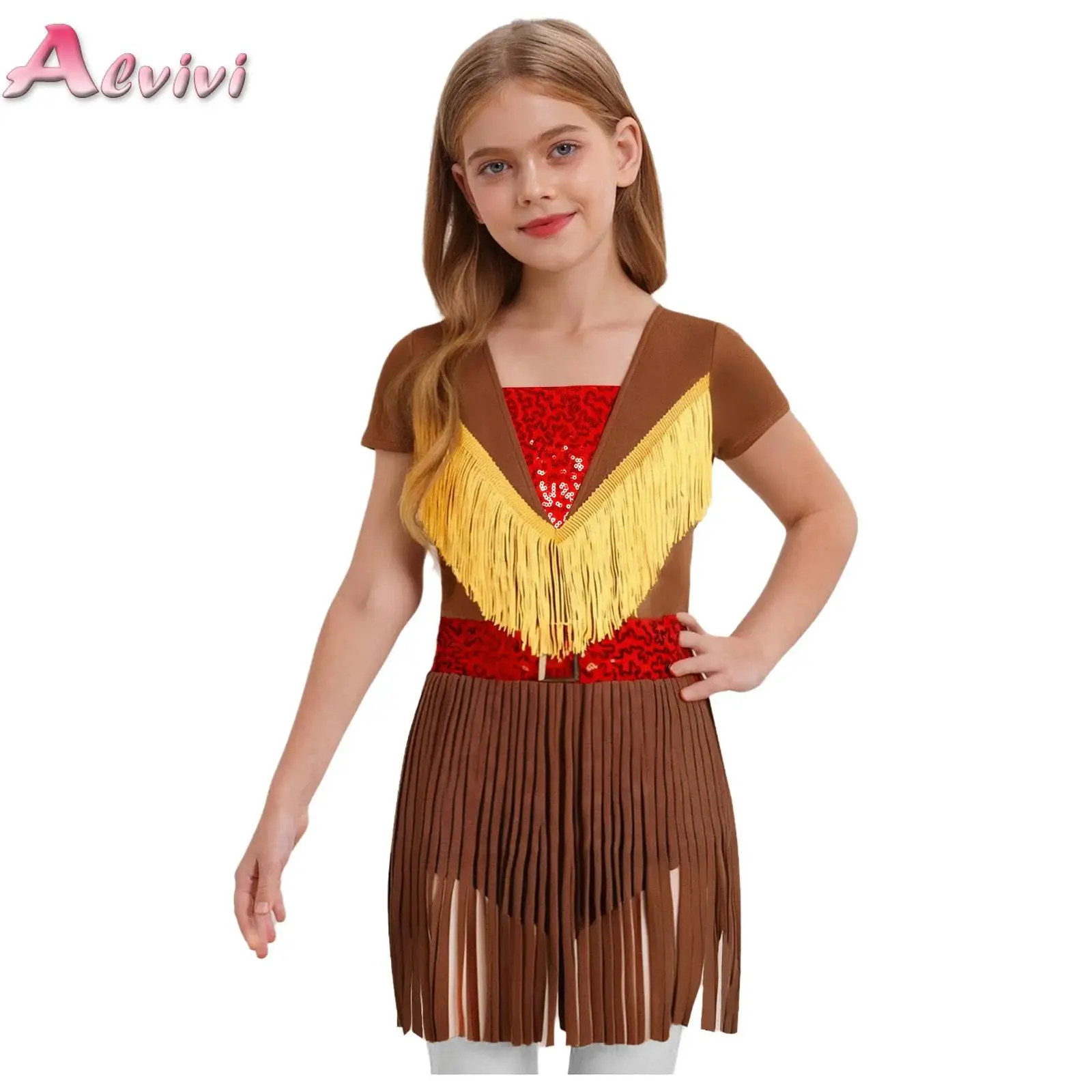 

Sequin Tassels Cowgirl Cosplay Dress for Girls Baby Halloween Western Dress Up Carnival Theme Party Cosplay Costume Clothes