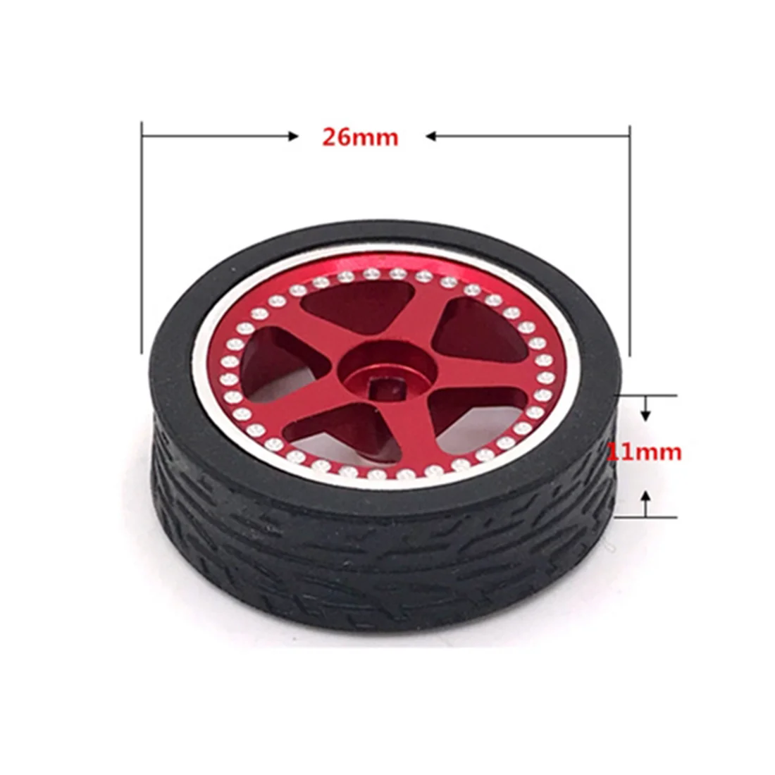 4Pcs 26mm Metal Wheel Rim Rubber Tire Tyre Set for Wltoys 284131 K969 K989 K999 P929 Mini-Z 1/28 RC Car Upgrades Parts,4