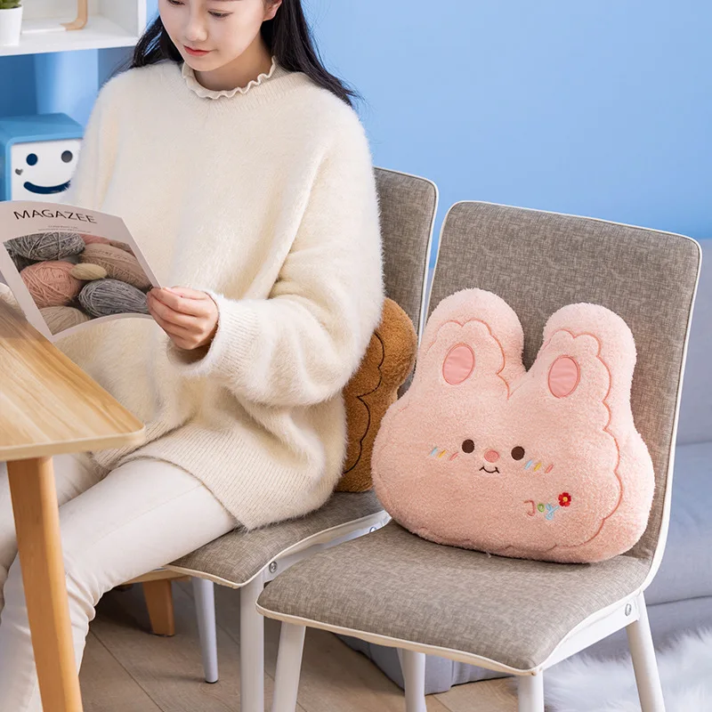 Short Plush Stuffed Throw Pillow Cartoon Sleeping Headrest Kawaii Bear Rabbit Dog Puffy Toy Lovely Sofa Room Decor Photo Props