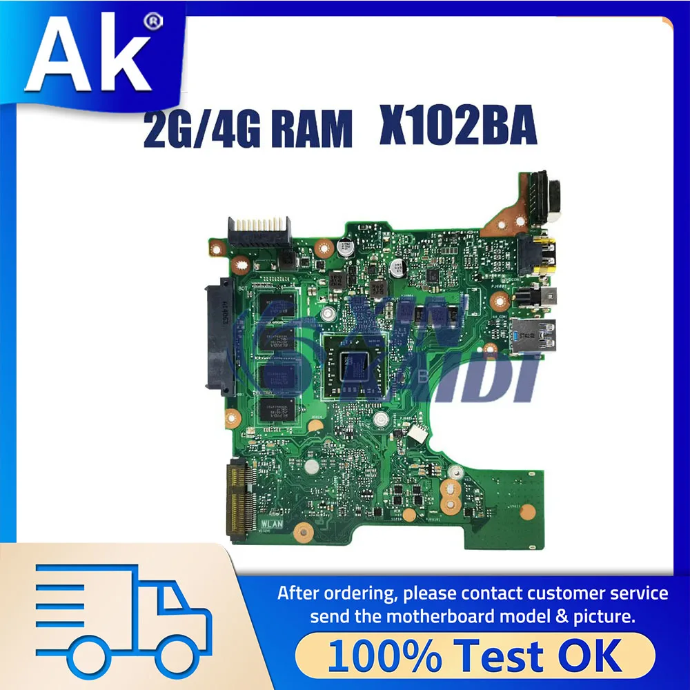 Notebook Mainboard For ASUS X102BA X102BA X102B Laptop Motherboard with A4-1200 CPU 2G 4G RAM Systemboard 100% Test work