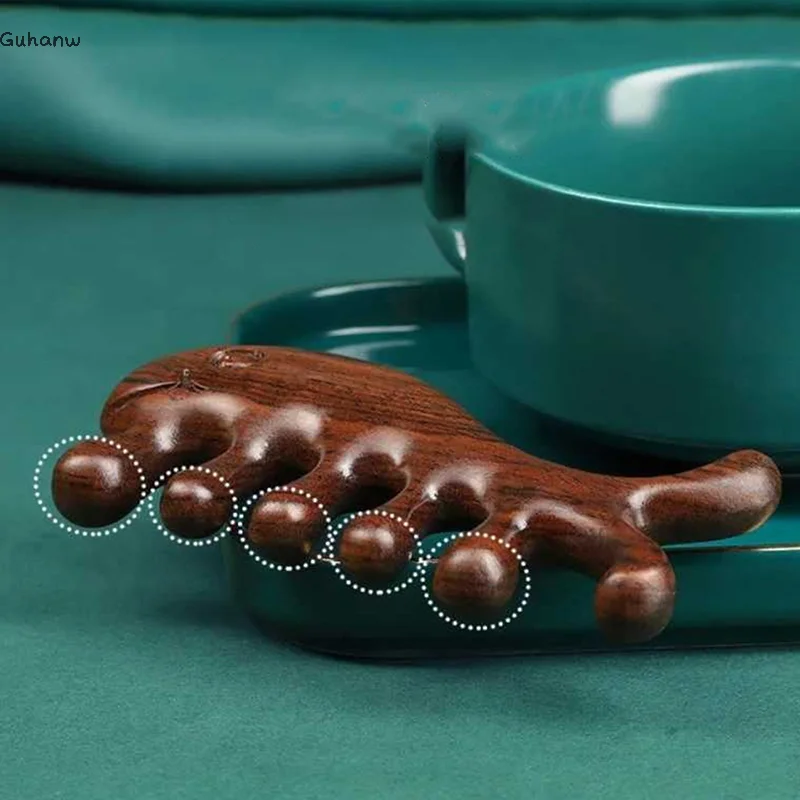 [WHB]Sandalwood Massage Comb Head Meridian Scalp Comb Anti-static Wide Tooth Comb