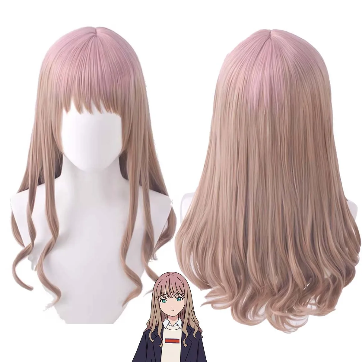 

Розовый коричневый длинный волнистый парик для косплея Yume Minami из аниме SSSS.DYNAZENON для женщин, для ролевых игр на Хэллоуин