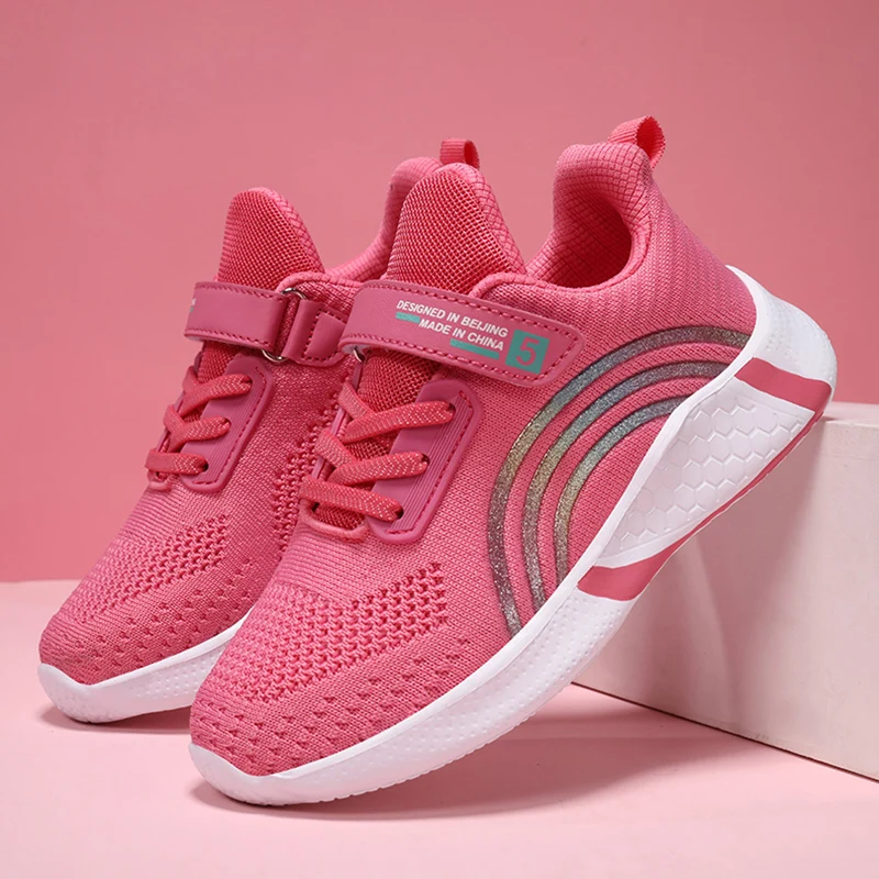 

Spring Autumn Kids Girls Casual Shoes Child Breathable Mesh Sneakers Student's Anti-Slip Sport Walking Footwear Size 28-38