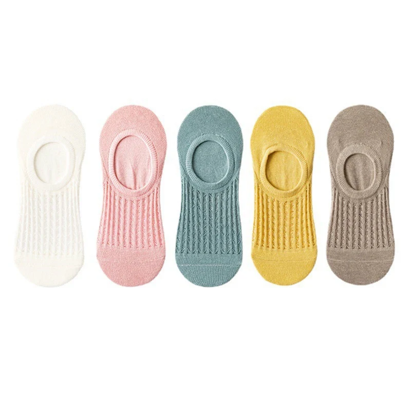 5 Pairs Women Simple Solid Ankle Socks Hidden Socks Lightweight Breathable Socks Suitable for Spring Summer Travel Wear