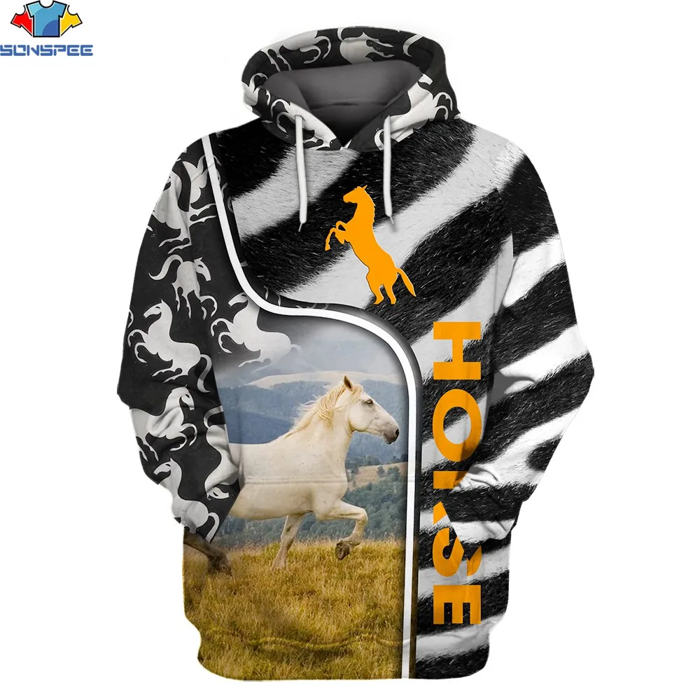 

SONSPEE 3D Print Winter Autumn Men Women Long Sleeves Hoodie Horse Animal Textures Sport Leisure Classic Style Loose Pullover