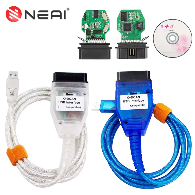 

OBD2 Car Connector Code Diagnostic Interface Tool INPA K+CAN K+DCAN With Switch Interface For BMW FTDI FT232 Chip Car Detection