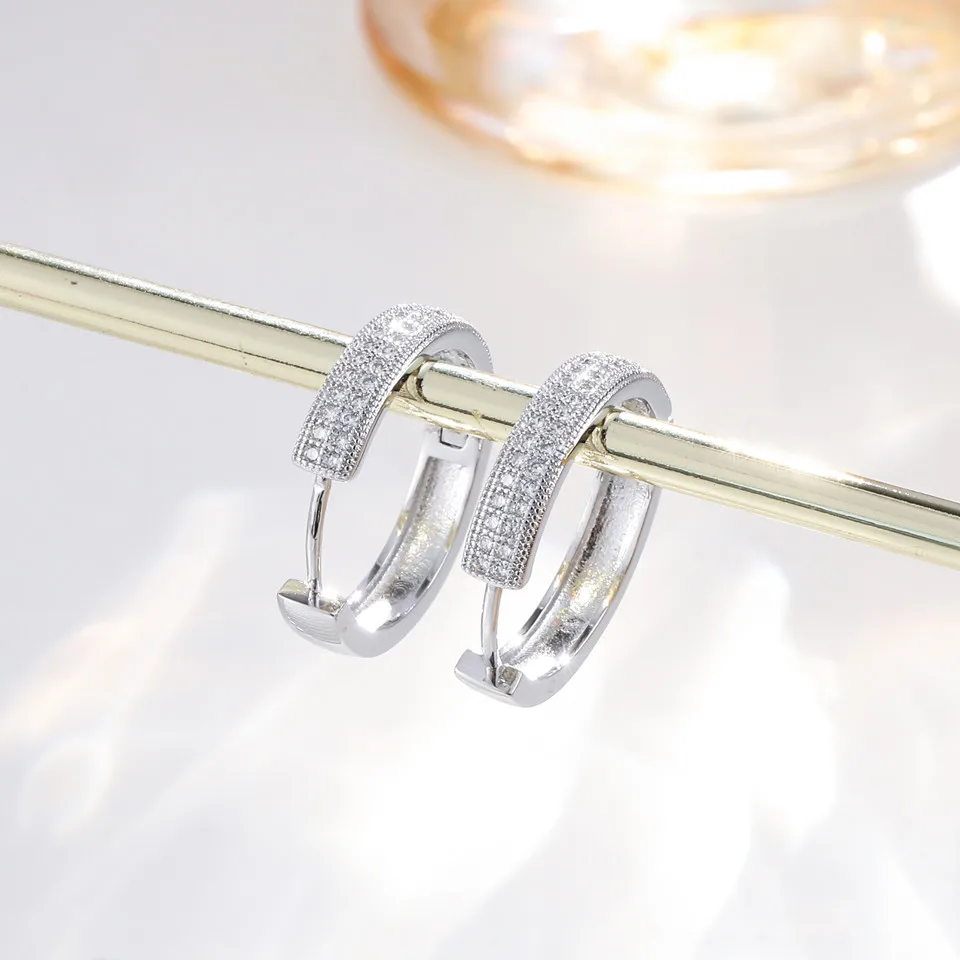 

Buyee стерлингового серебра 925 пробы женские большие серьги-клипсы белый циркон серьги для женщин модные свадебные ювелирные изделия серьги подарок