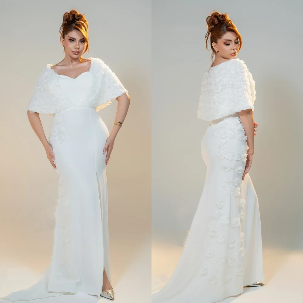 

Customized Casual Classic Jersey Flower Pleat Mermaid Off-the-shoulder Long Dresses Bespoke Occasion Dresses Sizes Available